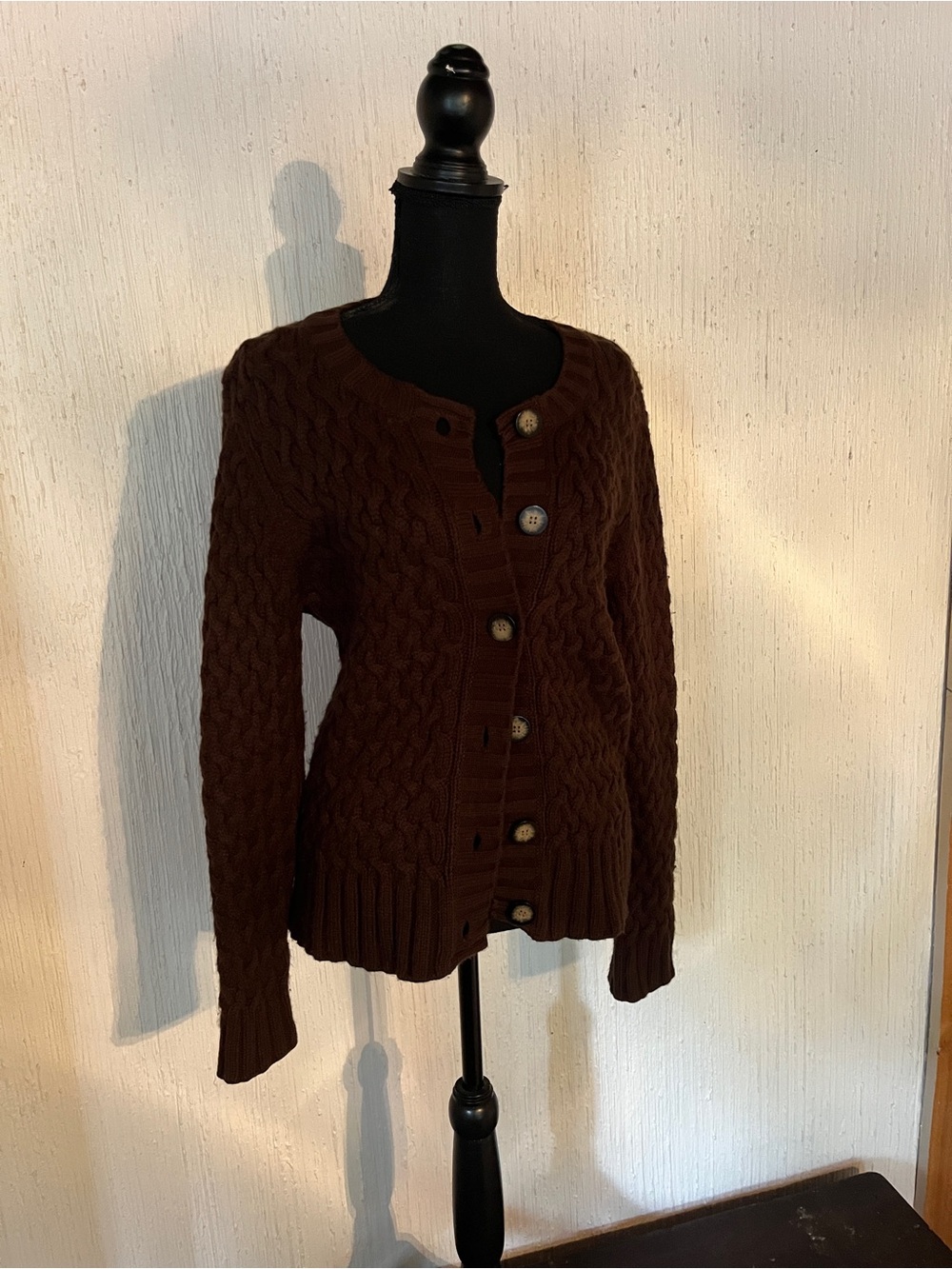 St. John's Bay Brown Cable-Knit Button Cardigan